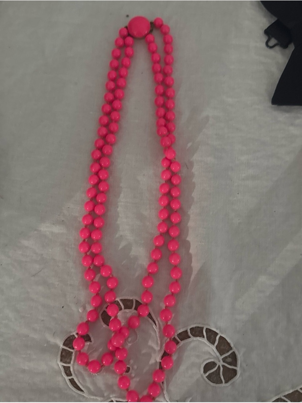 Vintage Rare West Germany Hot Pink Double-Strand Beaded Necklace